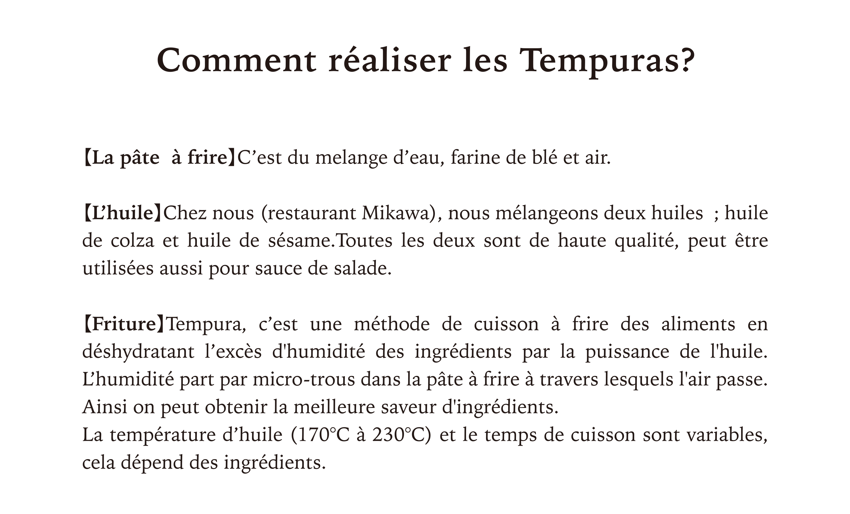 Comment réaliser les Tempuras?