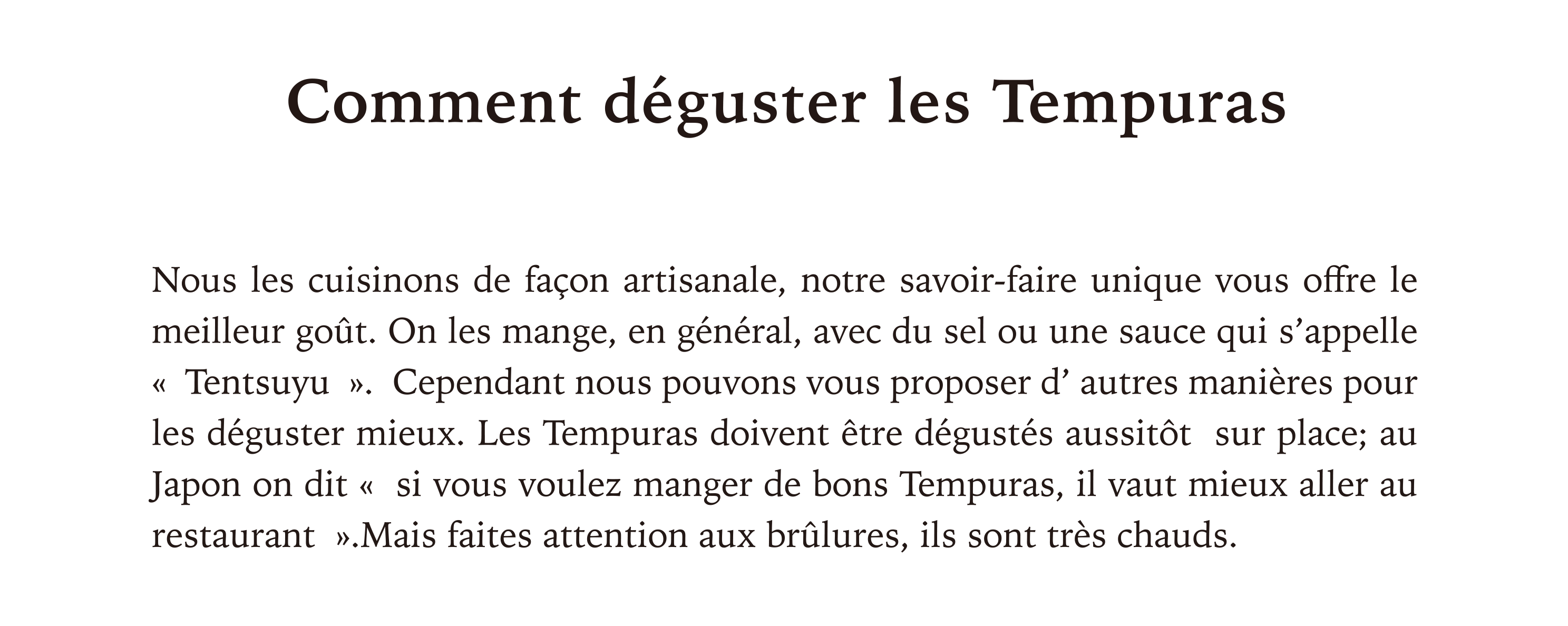 Comment déguster les Tempuras